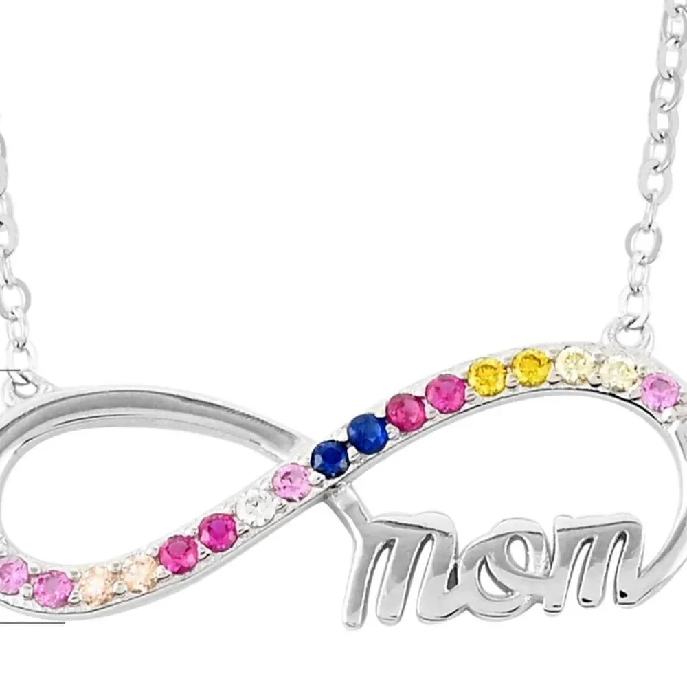 Infinity Mom Necklace 16-18 Inches in Sterling Silver